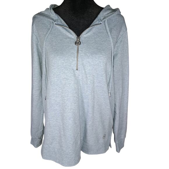 MICHAEL Michael Kors Heather Blue Half Zip Casual Pullover Hoodie Size Medium - Picture 1 of 7